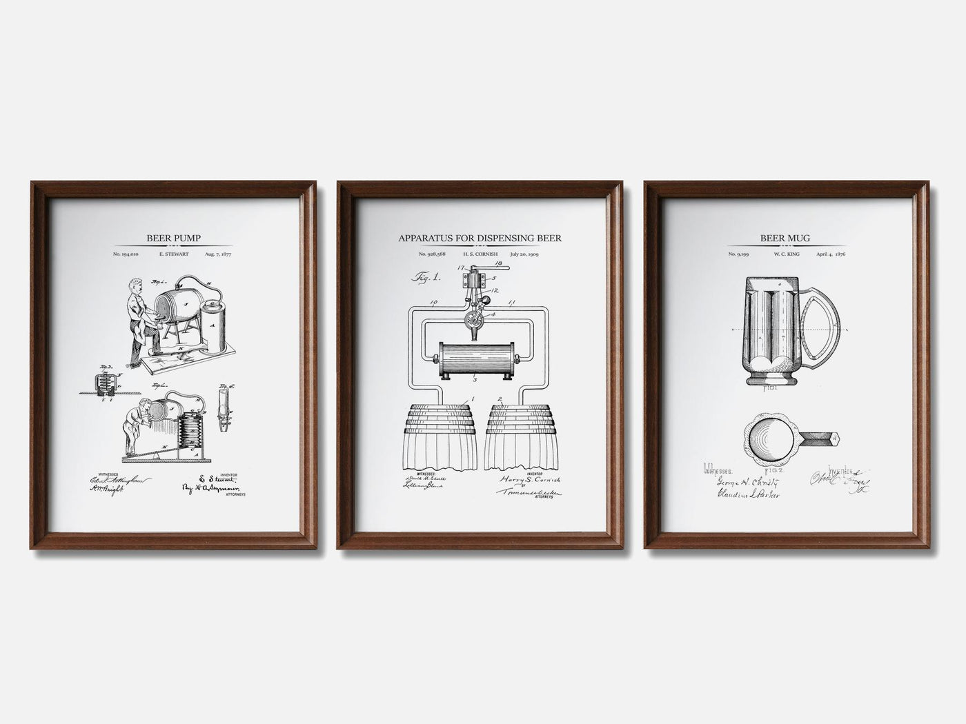 Beer Brewing Patent Print Set of 3 mockup - A_t10014-V1-PC_F+WA-SS_3-PS_11x14-C_whi variant