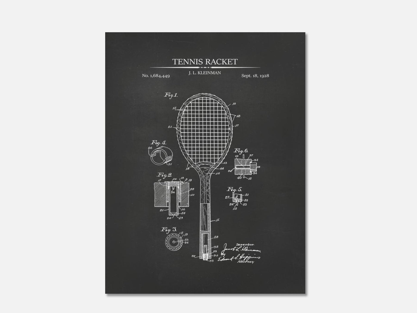 Tennis Racket Patent Print mockup - A_t10049.3-V1-PC_AP-SS_1-PS_5x7-C_cha variant