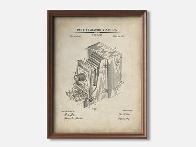 Photography Patent Print Set of 3 1 Walnut - Parchment mockup