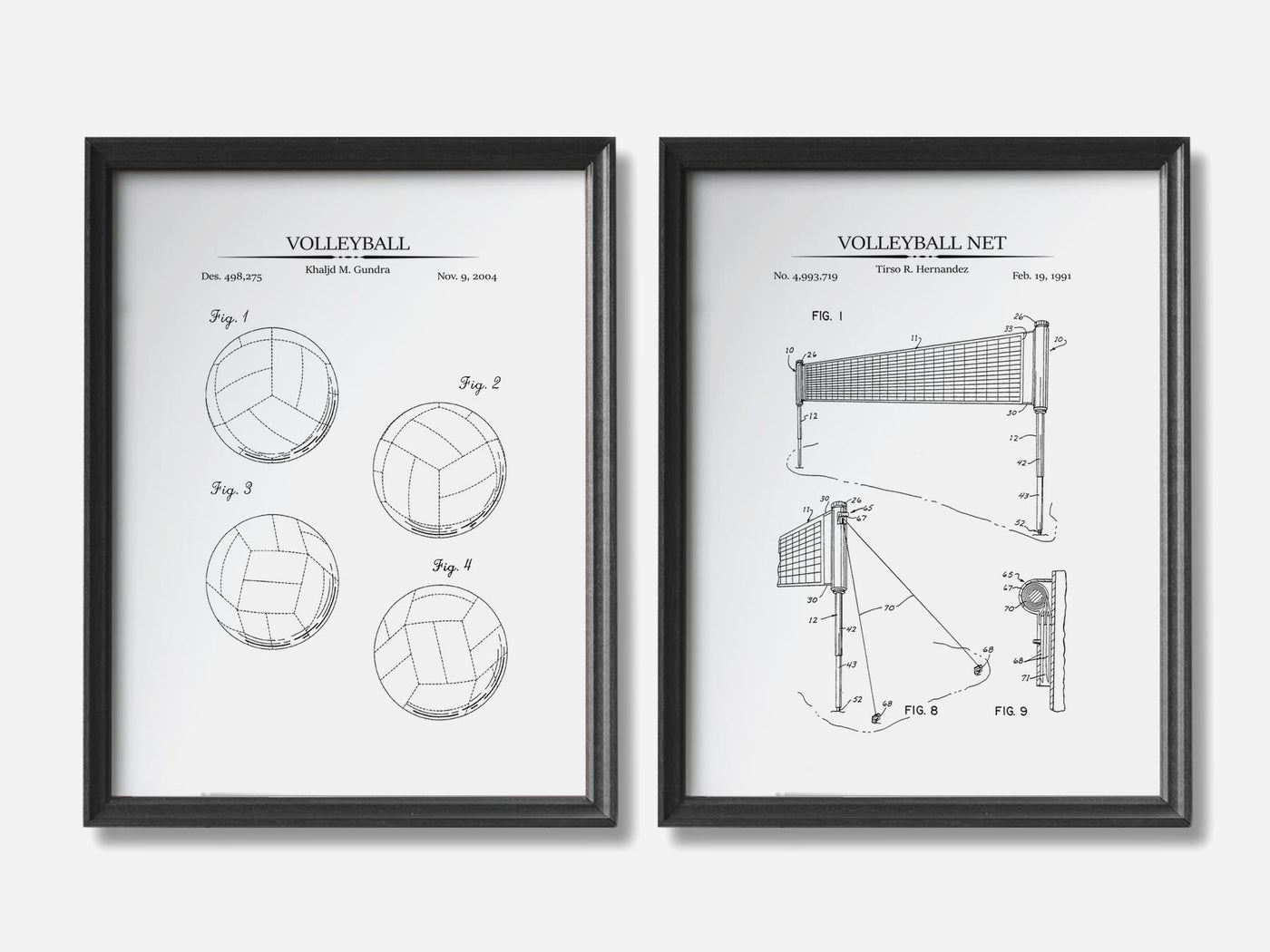 Volleyball Patent Print Set of 2 mockup - A_t10107-V1-PC_F+B-SS_2-PS_11x14-C_whi variant