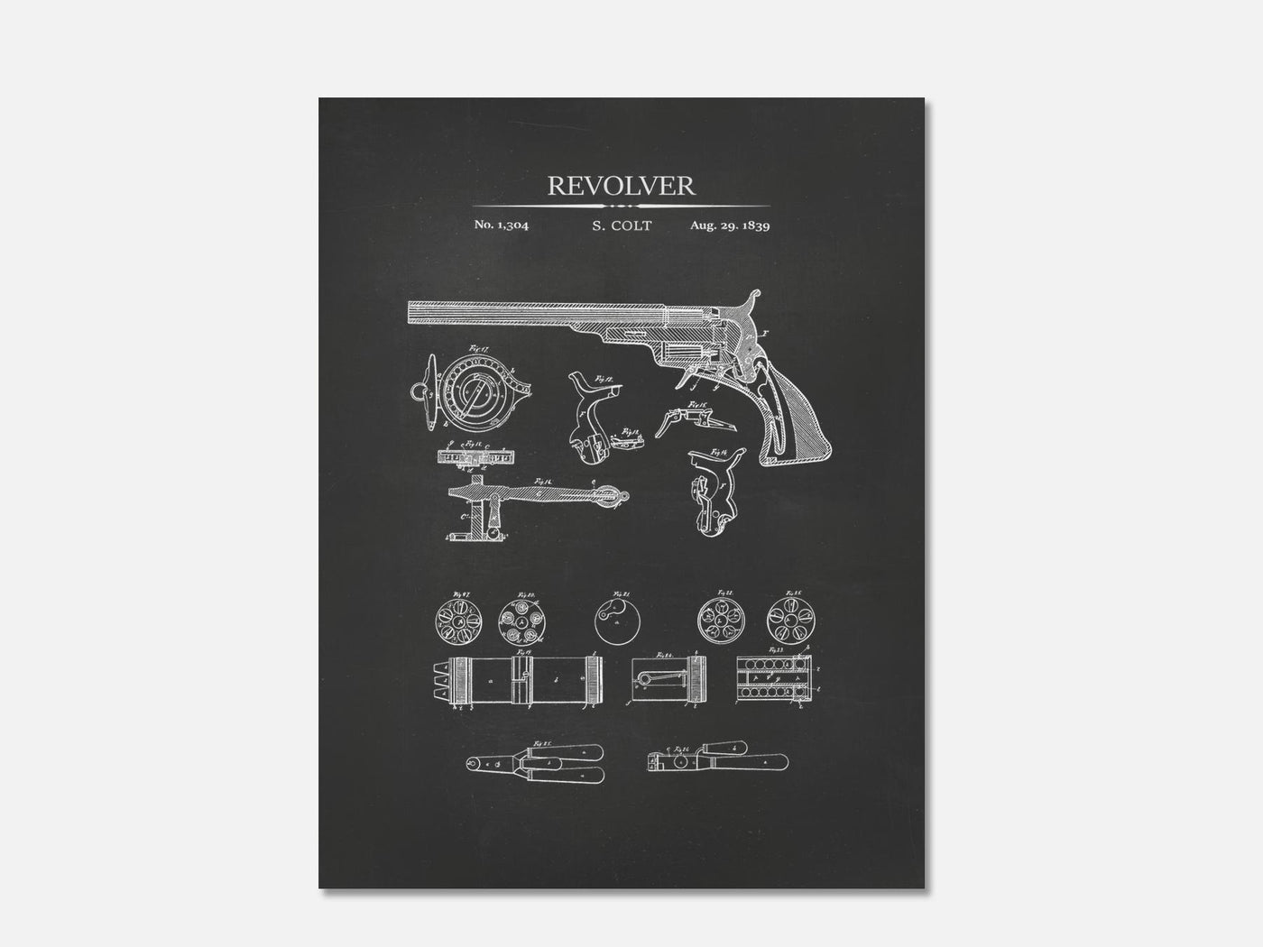 Colt Revolver Patent Print mockup - A_t10005.3-V1-PC_AP-SS_1-PS_5x7-C_cha variant