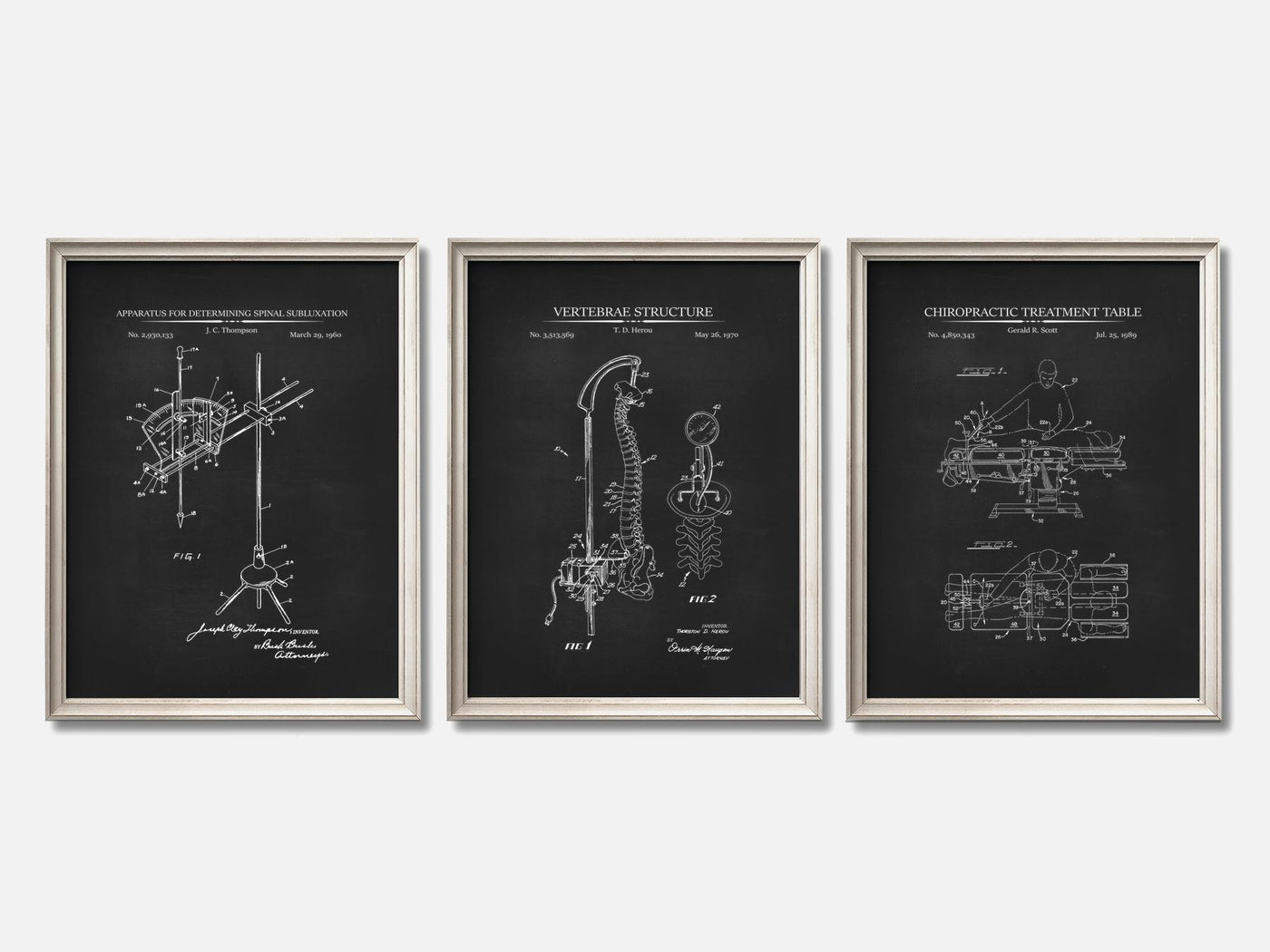 Chiropractic Patent Print Set of 3 mockup - A_t10095-V1-PC_F+O-SS_3-PS_11x14-C_cha variant