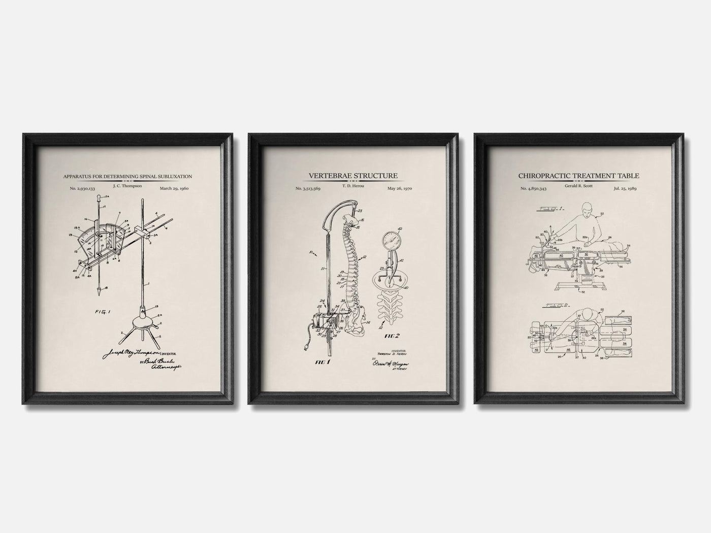 Chiropractic Patent Print Set of 3 mockup - A_t10095-V1-PC_F+B-SS_3-PS_11x14-C_ivo variant