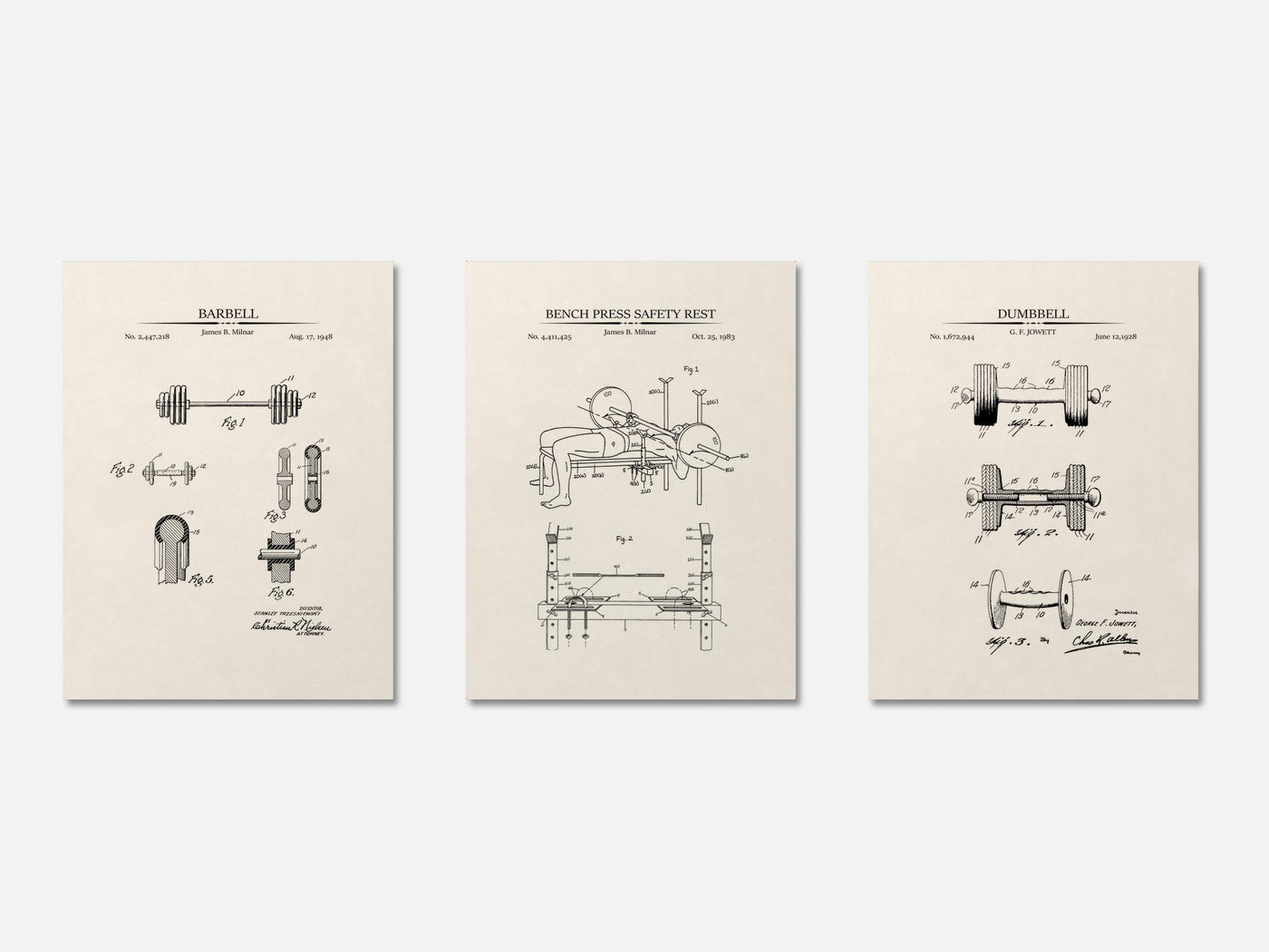 Weightlifting Patent Print Set of 3 mockup - A_t10110-V1-PC_AP-SS_3-PS_11x14-C_ivo variant
