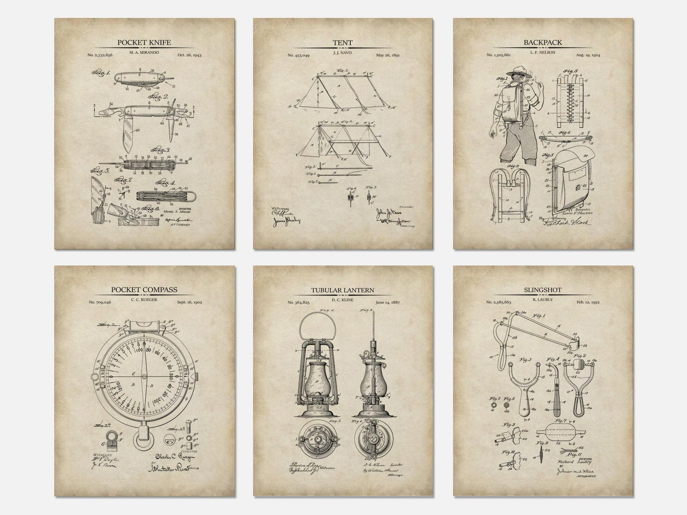 Boy Scout Patent Prints - Set of 6 mockup - A_t10165-V1-PC_AP-SS_6-PS_5x7-C_par