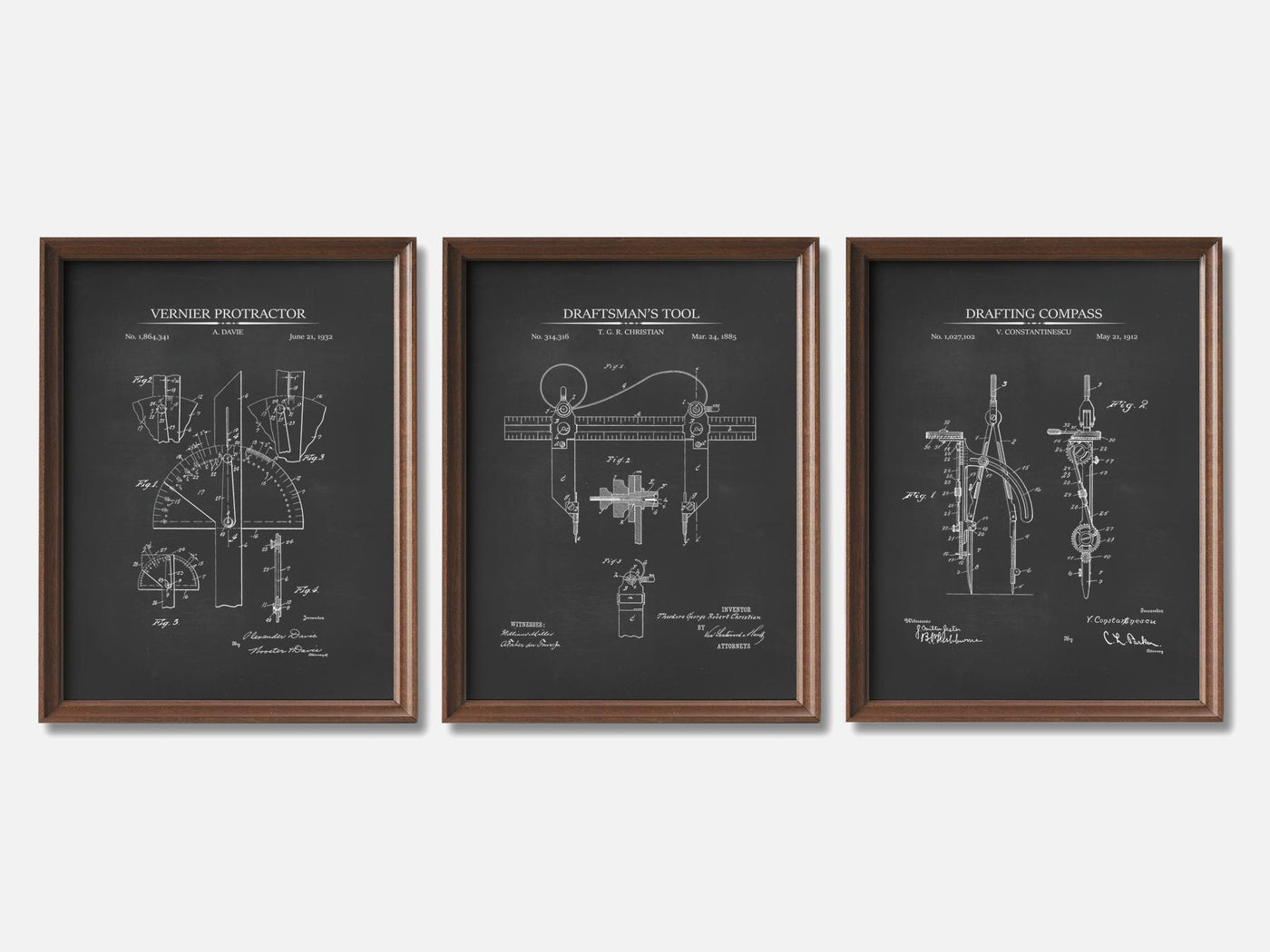 Architect Patent Print Set of 3 mockup - A_t10009-V1-PC_F+WA-SS_3-PS_11x14-C_cha variant