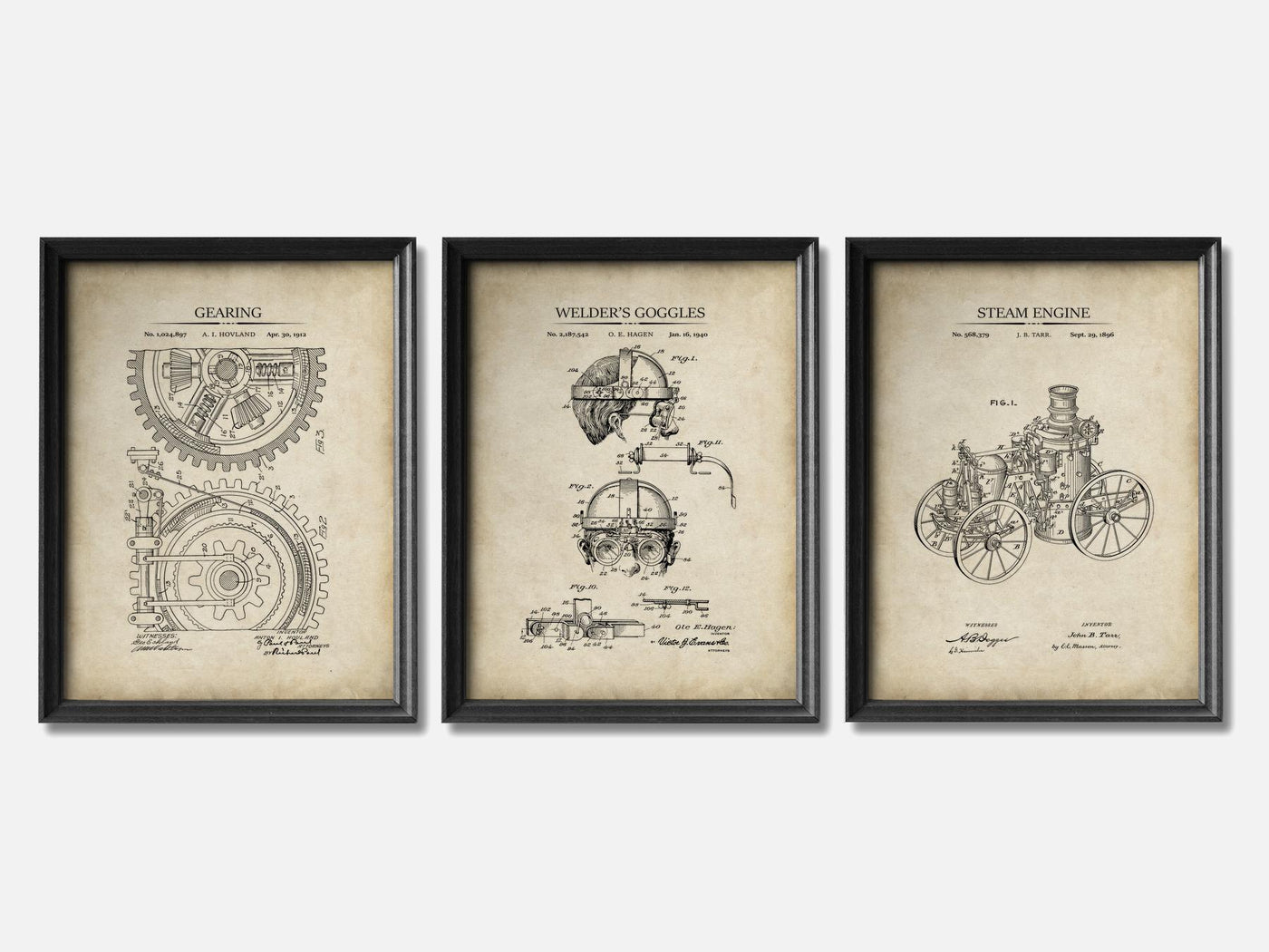 Steampunk Patent Print Set of 3 mockup - A_t10047-V1-PC_F+B-SS_3-PS_11x14-C_par variant