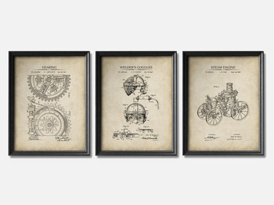 Steampunk Patent Print Set of 3 mockup - A_t10047-V1-PC_F+B-SS_3-PS_11x14-C_par variant