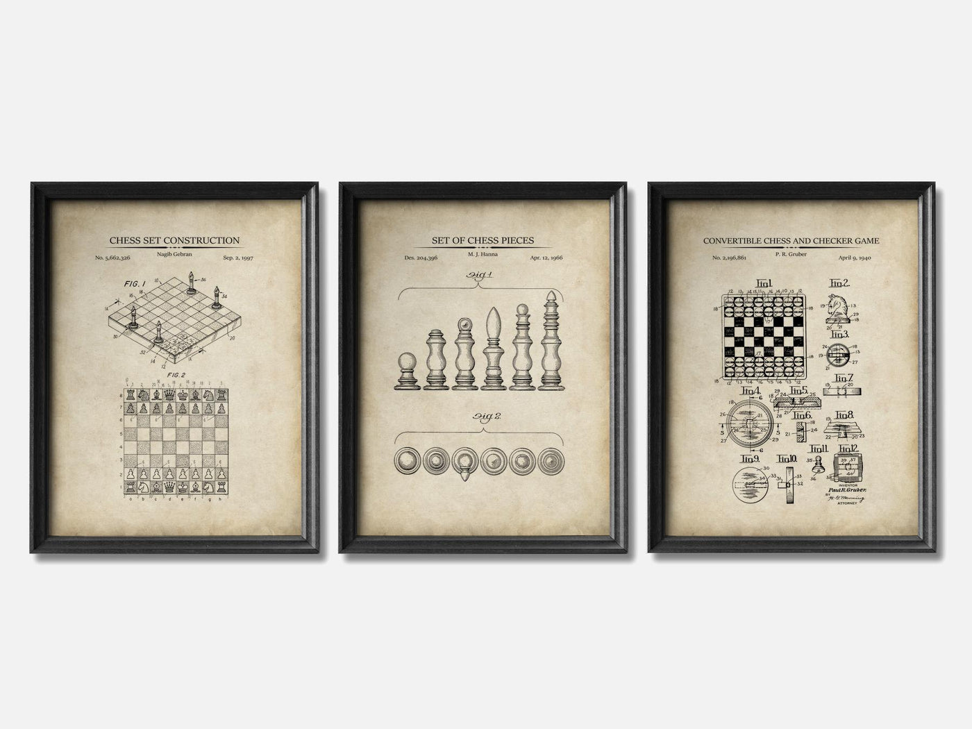 Chess Patent Print Set of 3 mockup - A_t10085-V1-PC_F+B-SS_3-PS_11x14-C_par variant