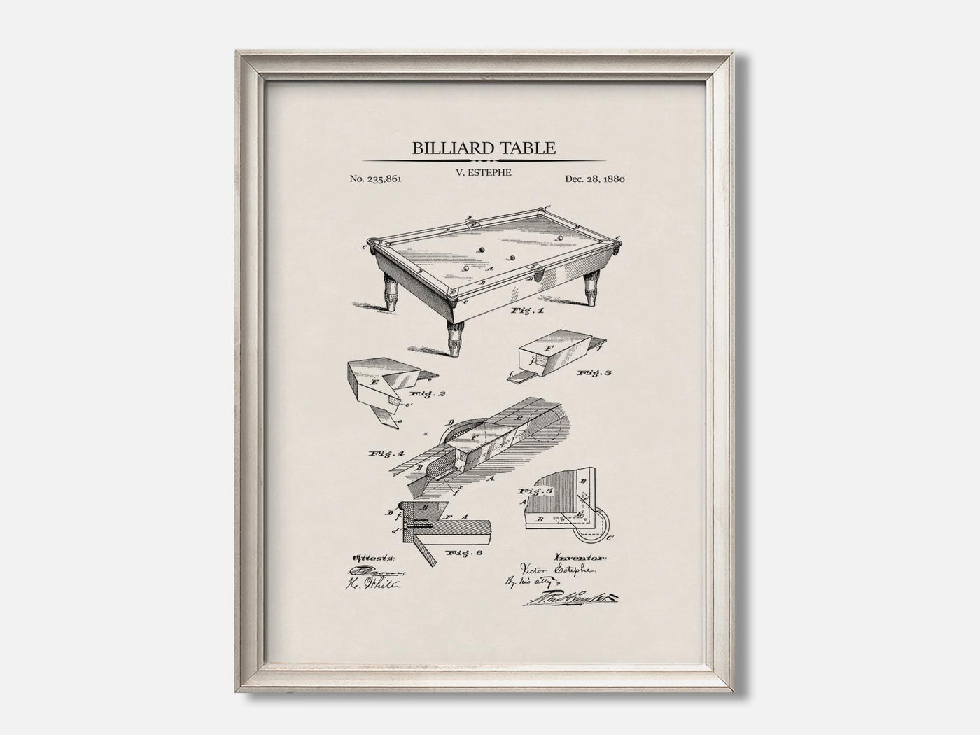 Billiards Patent Print Set of 3 1 Oat - Ivory mockup