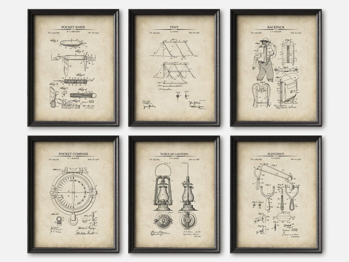 Boy Scout Patent Prints - Set of 6 mockup - A_t10165-V1-PC_F+B-SS_6-PS_5x7-C_par variant