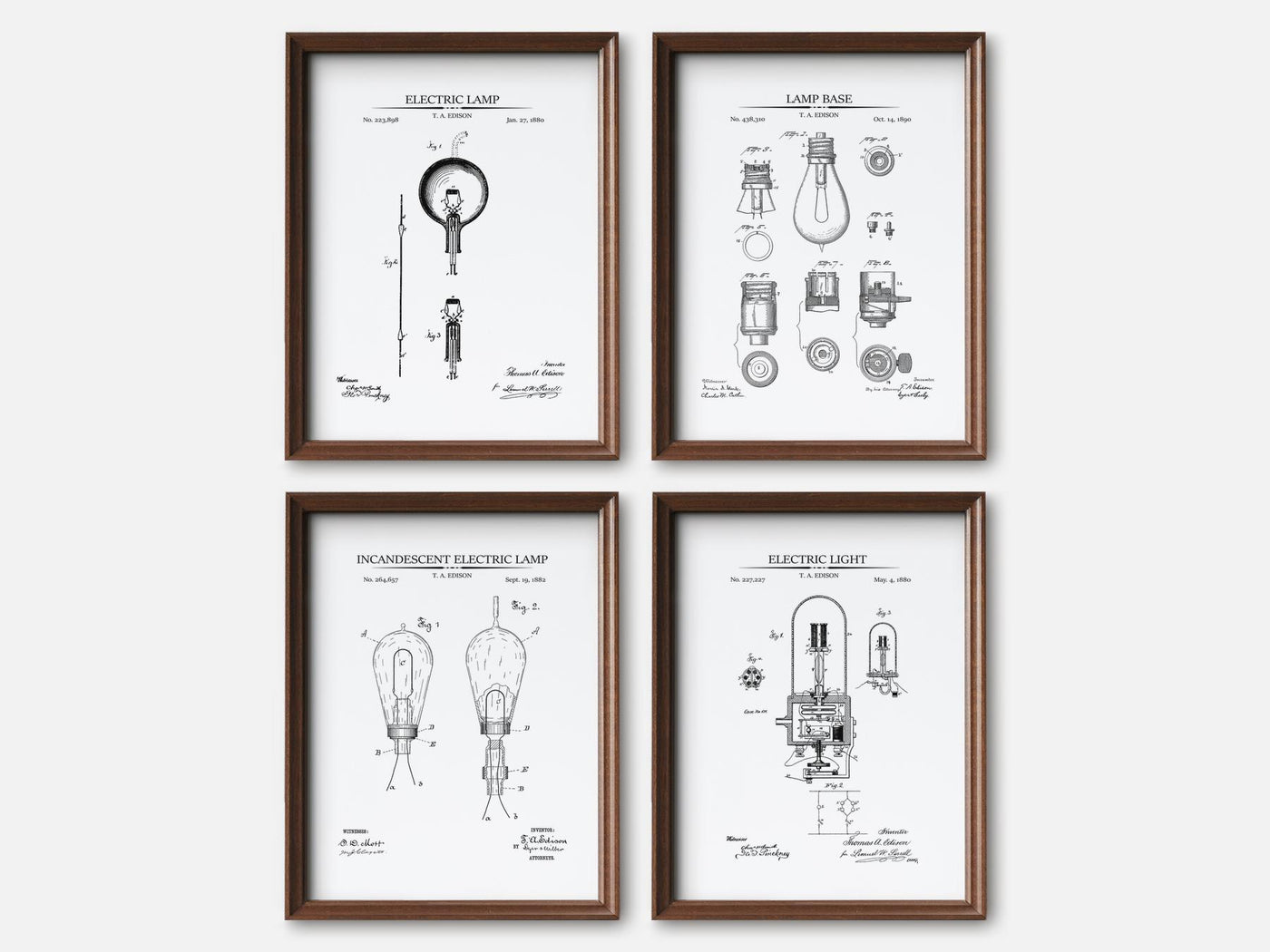 Thomas Edison Patent Print Set of 4 mockup - A_t10024-V1-PC_F+WA-SS_4-PS_5x7-C_whi variant