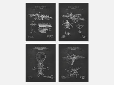 Steampunk Flying Machines Patent Print Set of 4 mockup - A_t10027-V1-PC_AP-SS_4-PS_5x7-C_cha variant