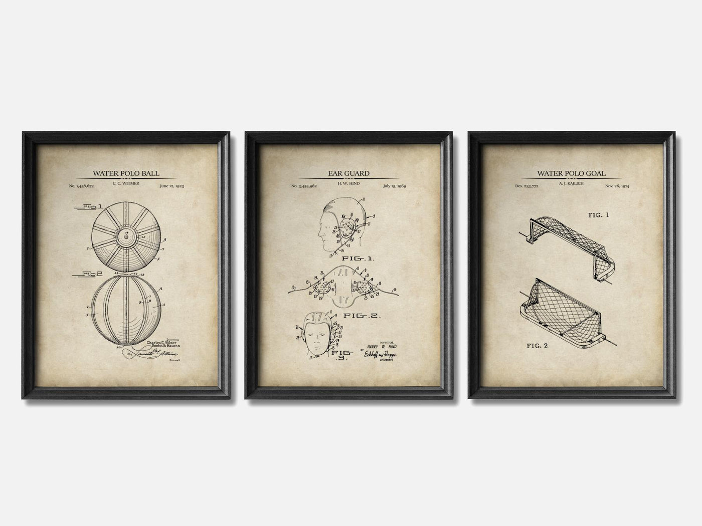 Water Polo Patent Print Set of 3 mockup - A_t10122-V1-PC_F+B-SS_3-PS_11x14-C_par variant