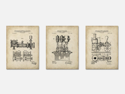 Steam Engines - Patent Print Set of 3 mockup - A_t10119-V1-PC_AP-SS_3-PS_11x14-C_par