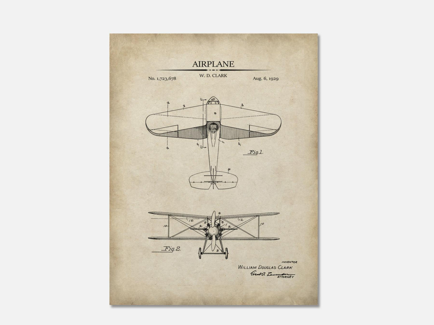 Vintage Airplane Patent Print mockup - A_t10118.2-V1-PC_AP-SS_1-PS_5x7-C_par