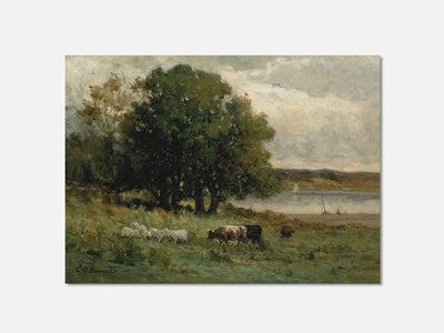 Untitled (cattle near river with sailboat in distance) 1 Unframed mockup