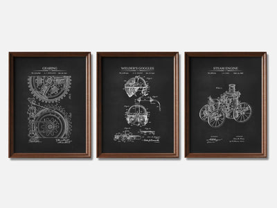 Steampunk Patent Print Set of 3 mockup - A_t10047-V1-PC_F+WA-SS_3-PS_11x14-C_cha variant