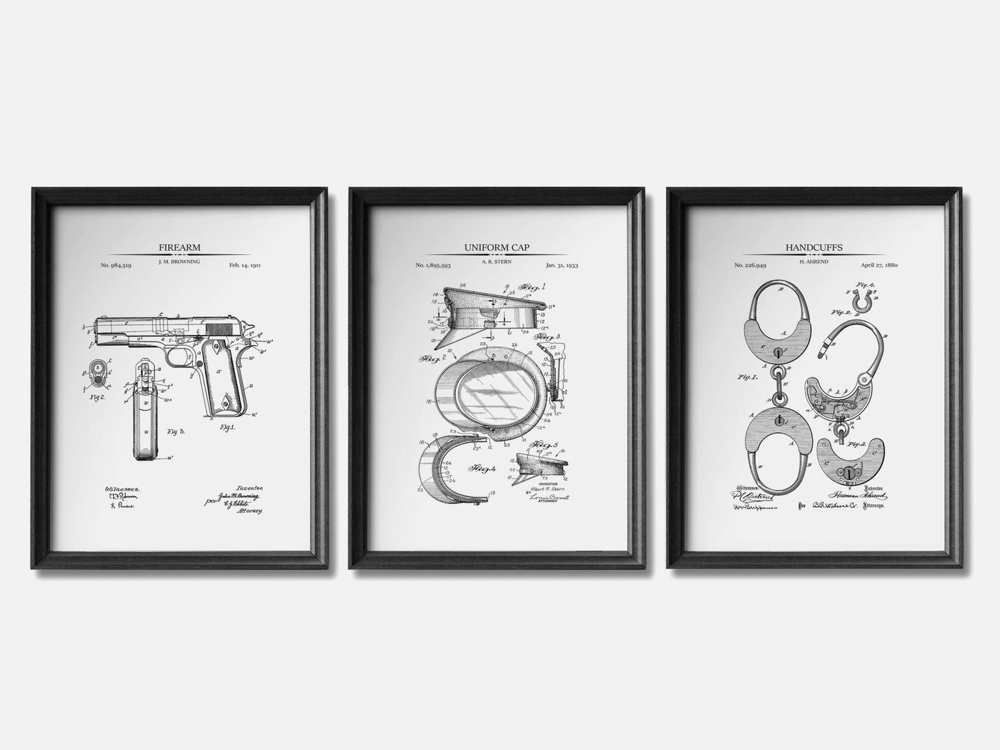Police Patent Print Set of 3 mockup - A_t10039-V1-PC_F+B-SS_3-PS_11x14-C_whi variant
