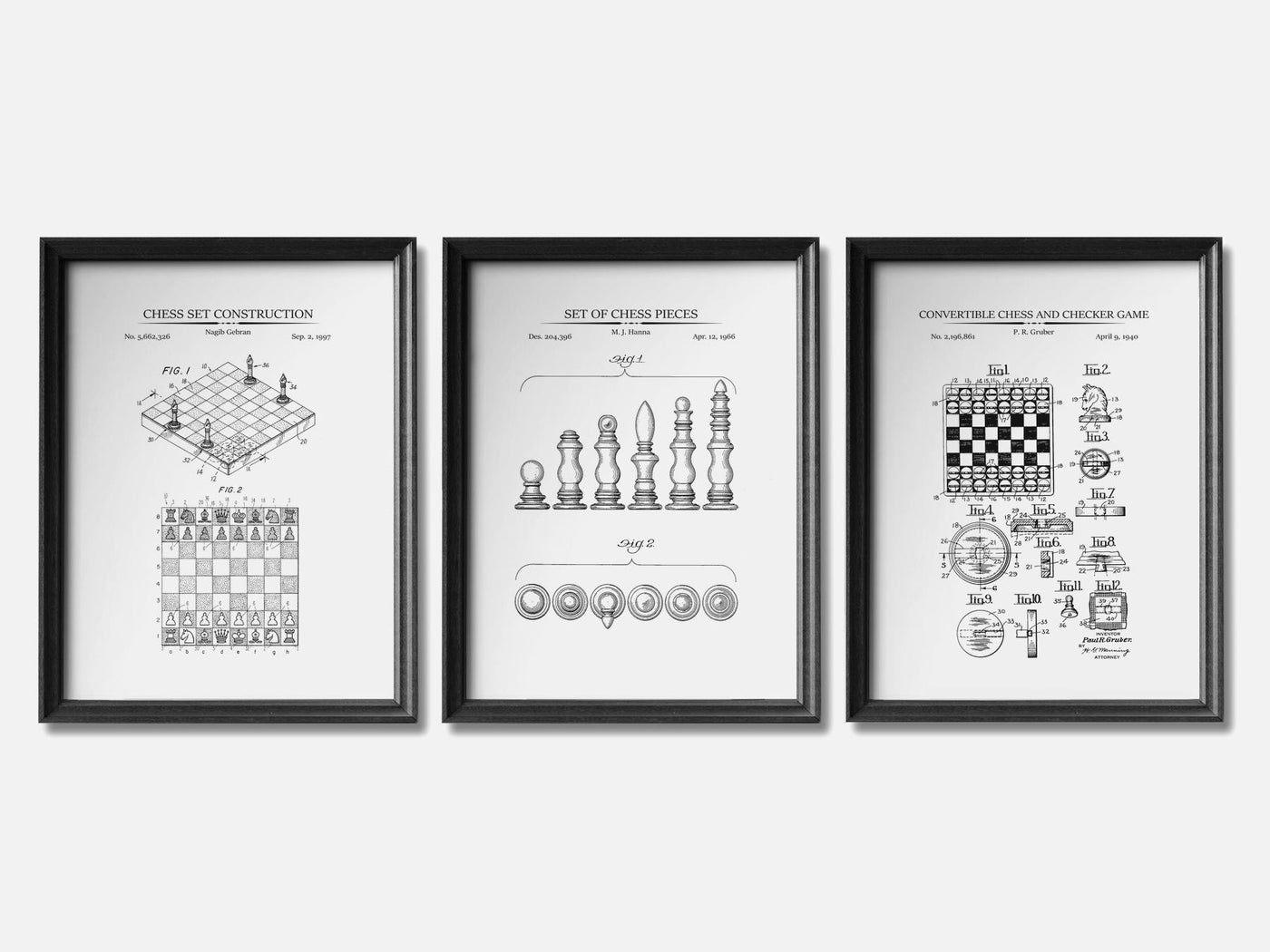 Chess Patent Print Set of 3 mockup - A_t10085-V1-PC_F+B-SS_3-PS_11x14-C_whi variant