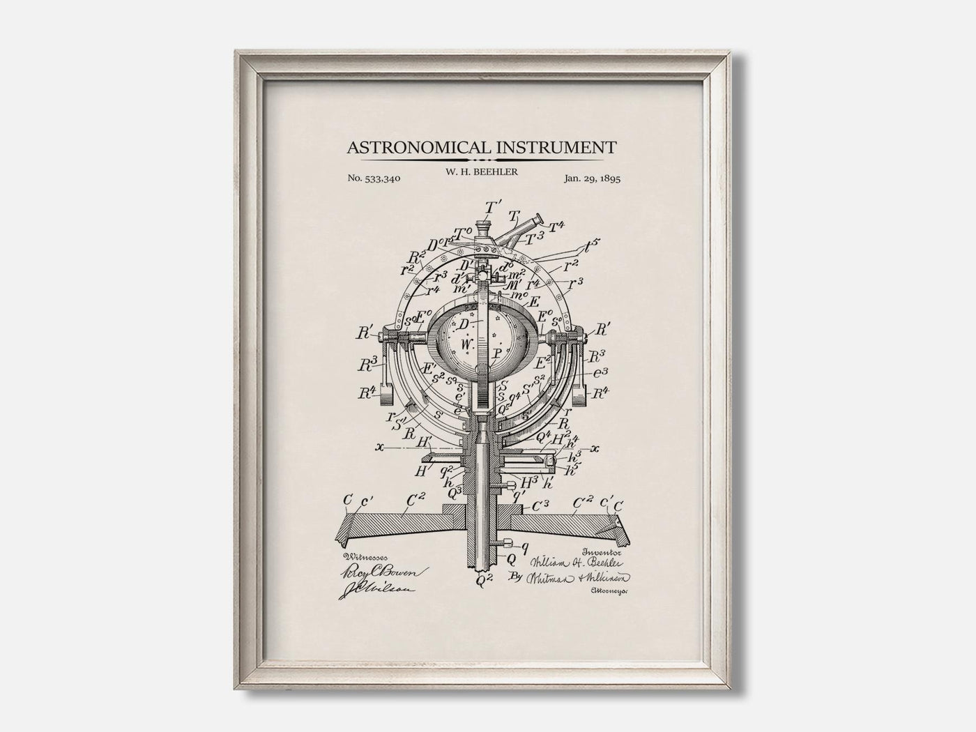 Astronomy Patent Print Set of 3 1 Oat - Ivory mockup