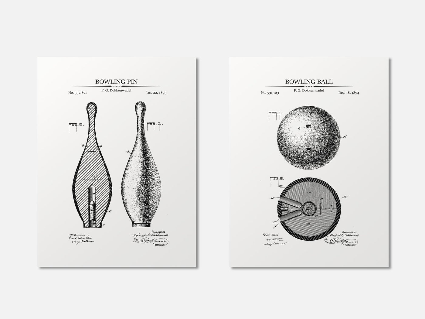 Bowling Patent Print Set of 2 mockup - A_t10124-V1-PC_AP-SS_2-PS_11x14-C_whi variant