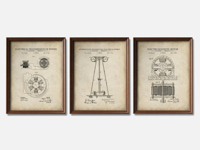 Nikola Tesla Patent Print Set of 3 mockup - A_t10050-V1-PC_F+WA-SS_3-PS_11x14-C_par