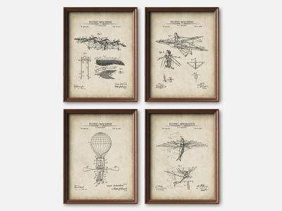 Steampunk Flying Machines Patent Print Set of 4 mockup - A_t10027-V1-PC_F+WA-SS_4-PS_5x7-C_par