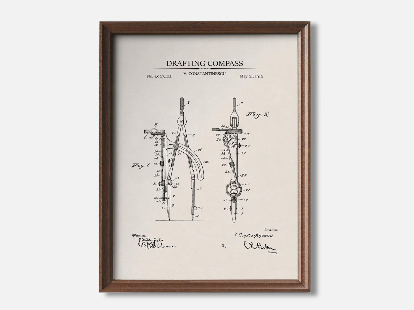 Drafting Compass Patent Print mockup - A_t10009.3-V1-PC_F+WA-SS_1-PS_5x7-C_ivo variant