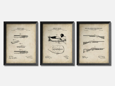 Duck Hunting Patent Print Set of 3 mockup - A_t10062-V1-PC_F+B-SS_3-PS_11x14-C_par variant