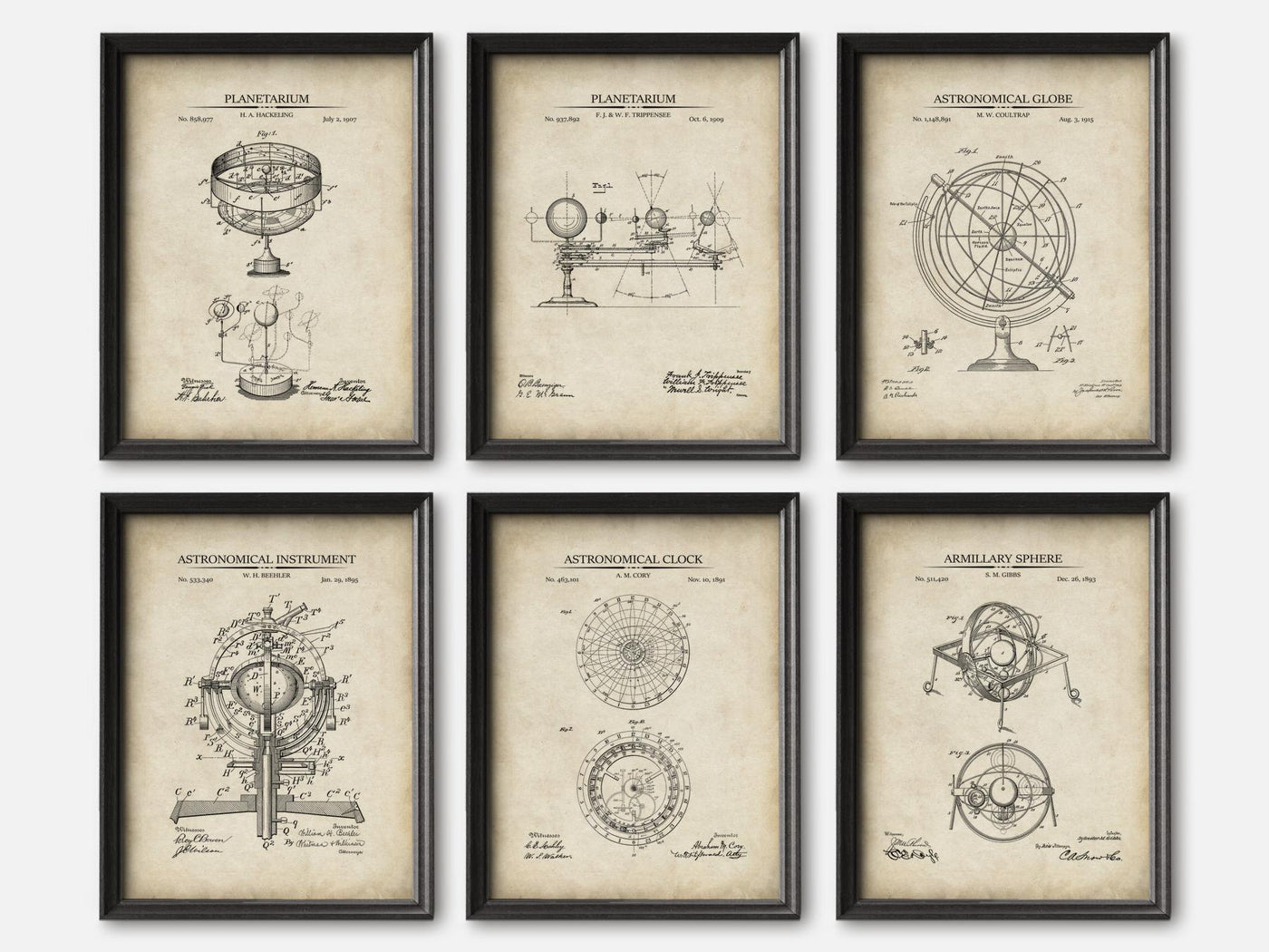 Astronomy Patent Print Set of 6 mockup - A_t10128-V1-PC_F+B-SS_6-PS_5x7-C_par variant