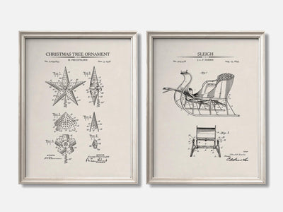 Christmas Patent Set of 2 - Sleigh & Ornament