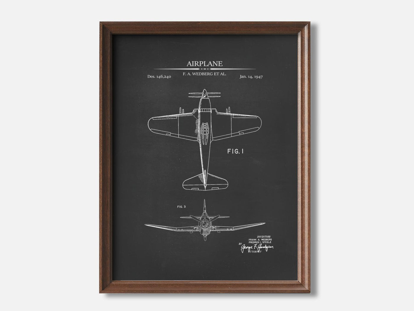 Airplane 1 Walnut - Chalkboard mockup