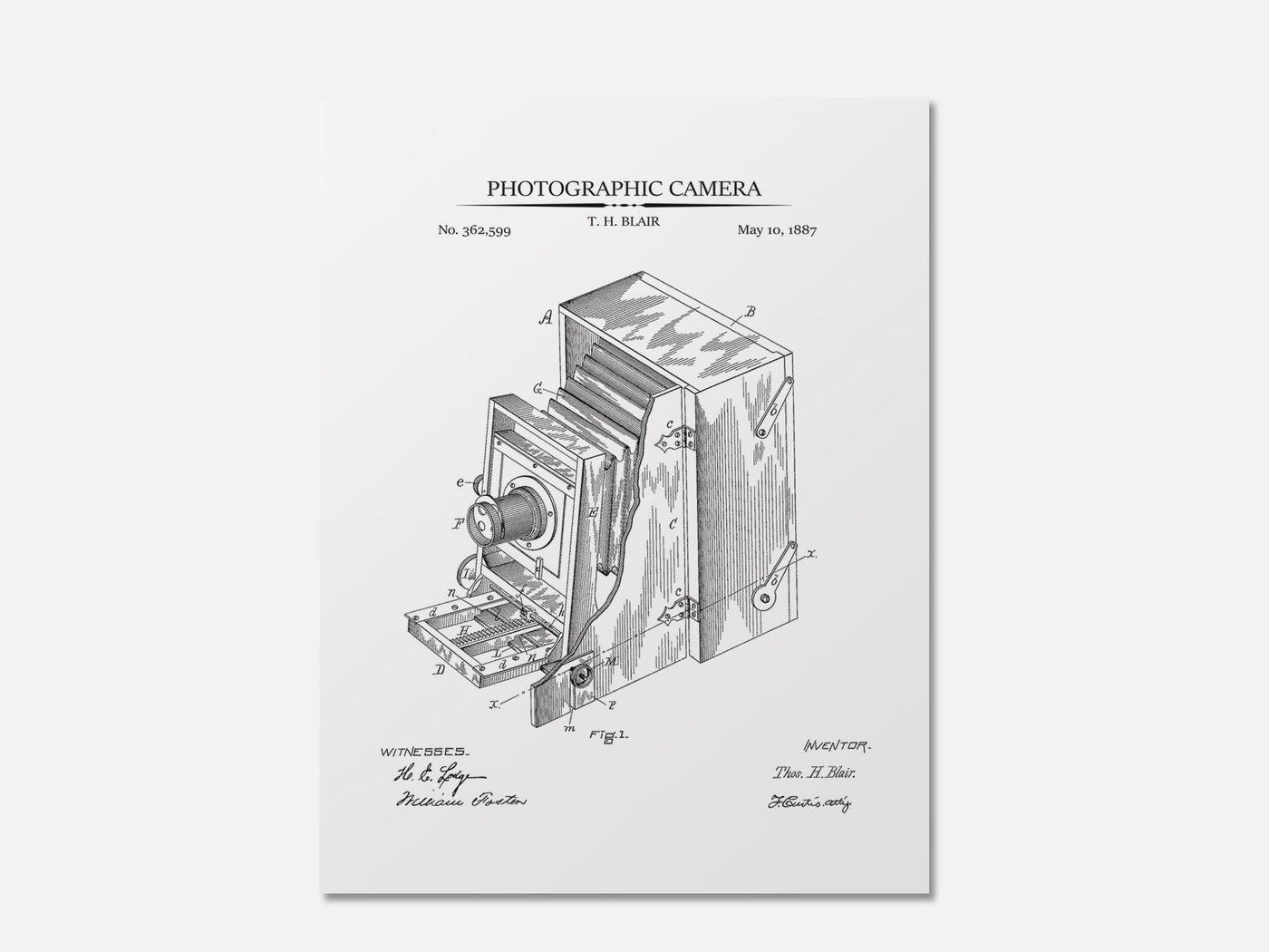 Antique Camera Patent Print mockup - A_t10016.1-V1-PC_AP-SS_1-PS_5x7-C_whi