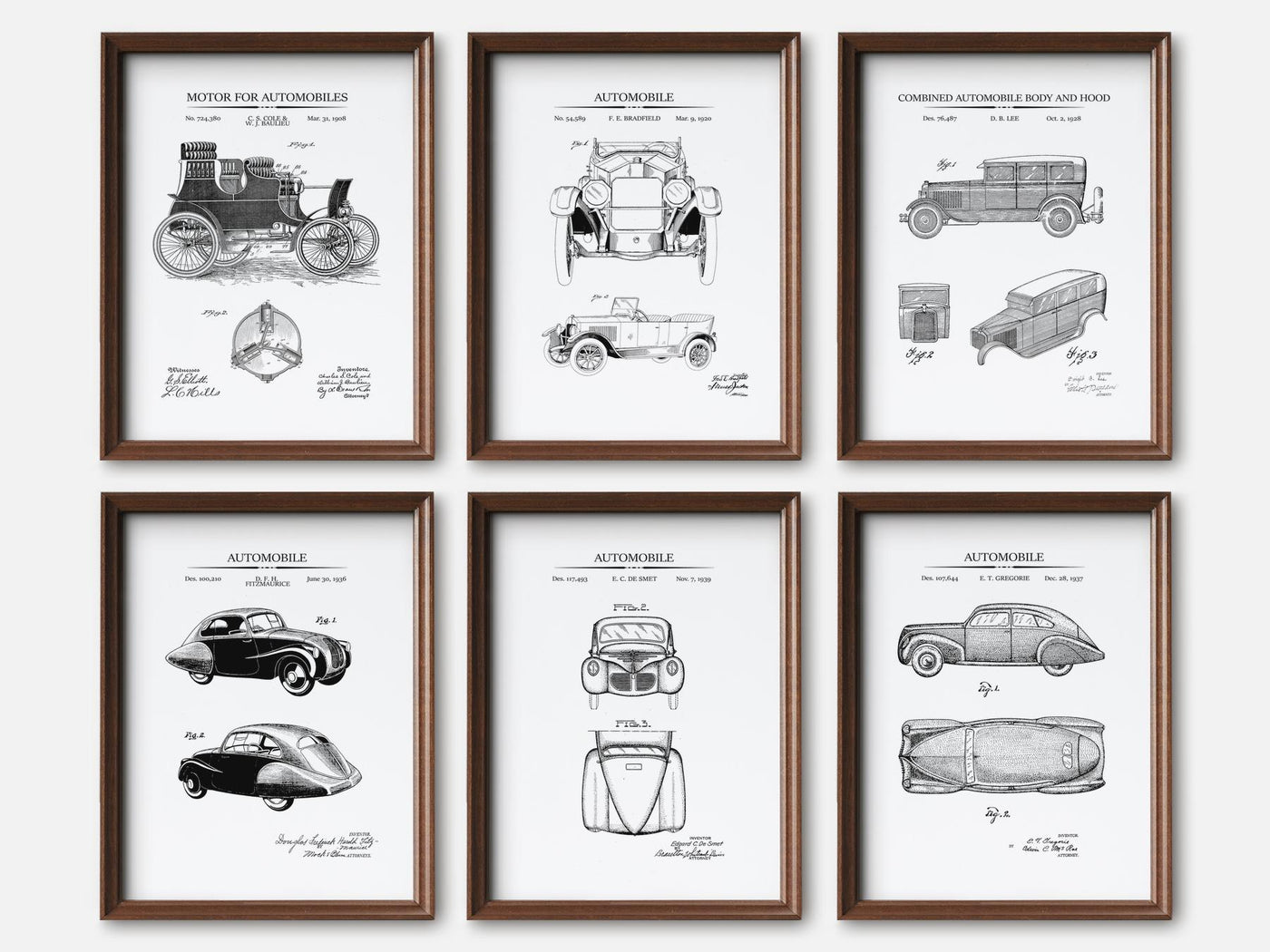 Vintage Car Patent Print Set of 6 mockup - A_t10018-V1-PC_F+WA-SS_6-PS_5x7-C_whi variant
