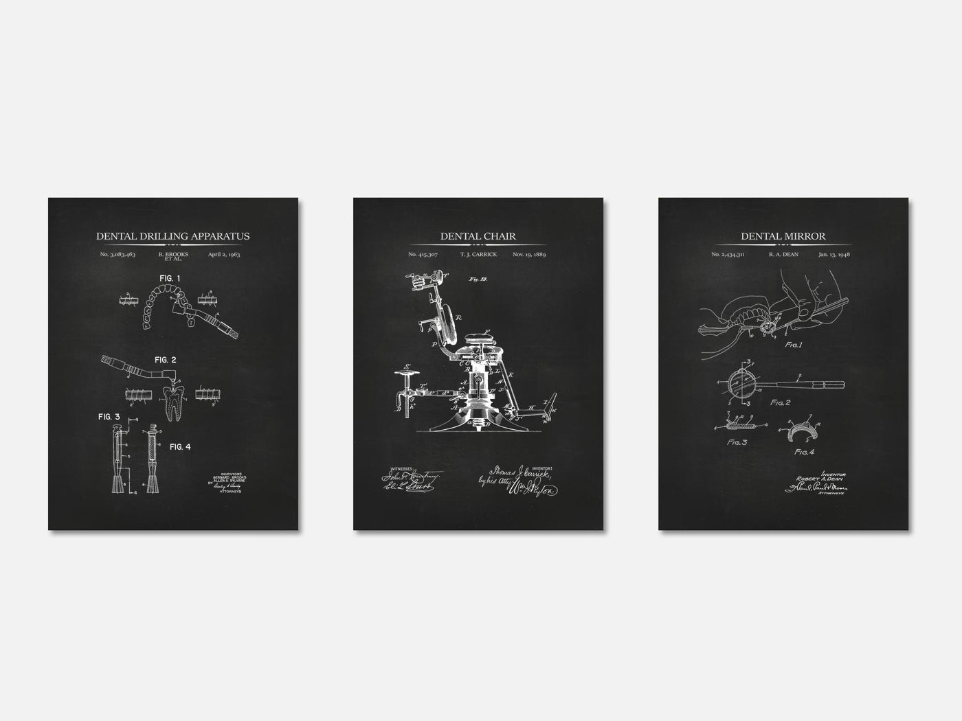 Dentistry Patent Print Set of 3 mockup - A_t10020-V1-PC_AP-SS_3-PS_11x14-C_cha variant