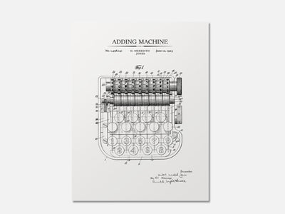 Vintage Calculator Patent Print mockup - A_to3-V1-PC_AP-SS_1-PS_5x7-C_whi