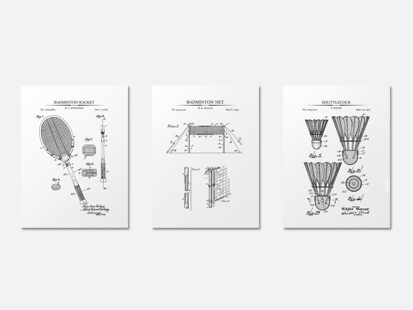 Badminton Patent Print Set of 3 mockup - A_t10093-V1-PC_AP-SS_3-PS_11x14-C_whi variant