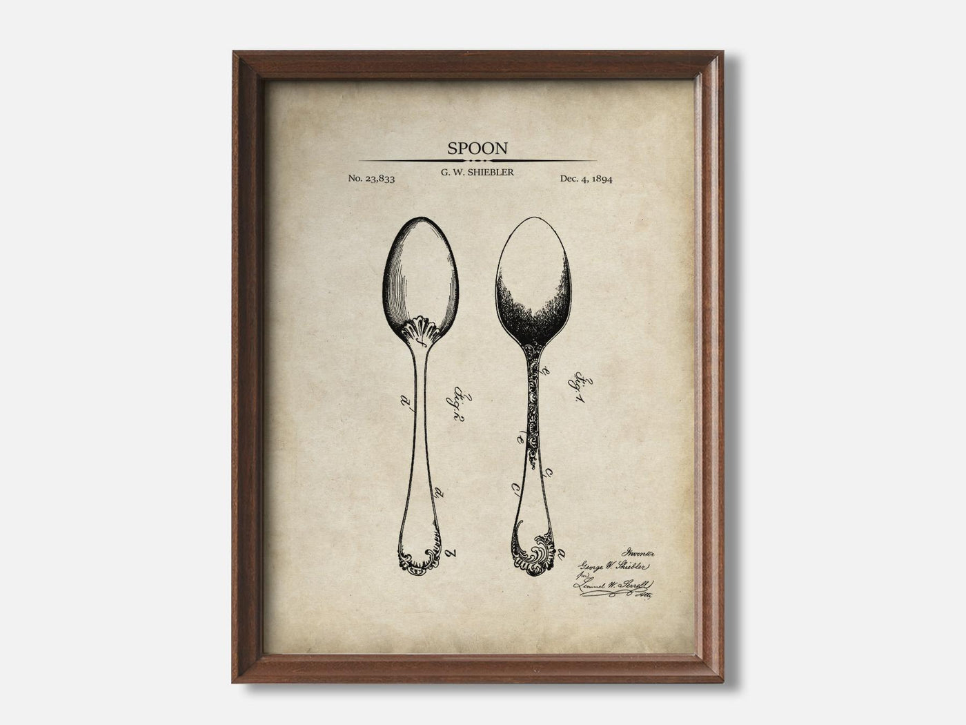 Dining Room Patent Print Set of 3 1 Walnut - Parchment mockup