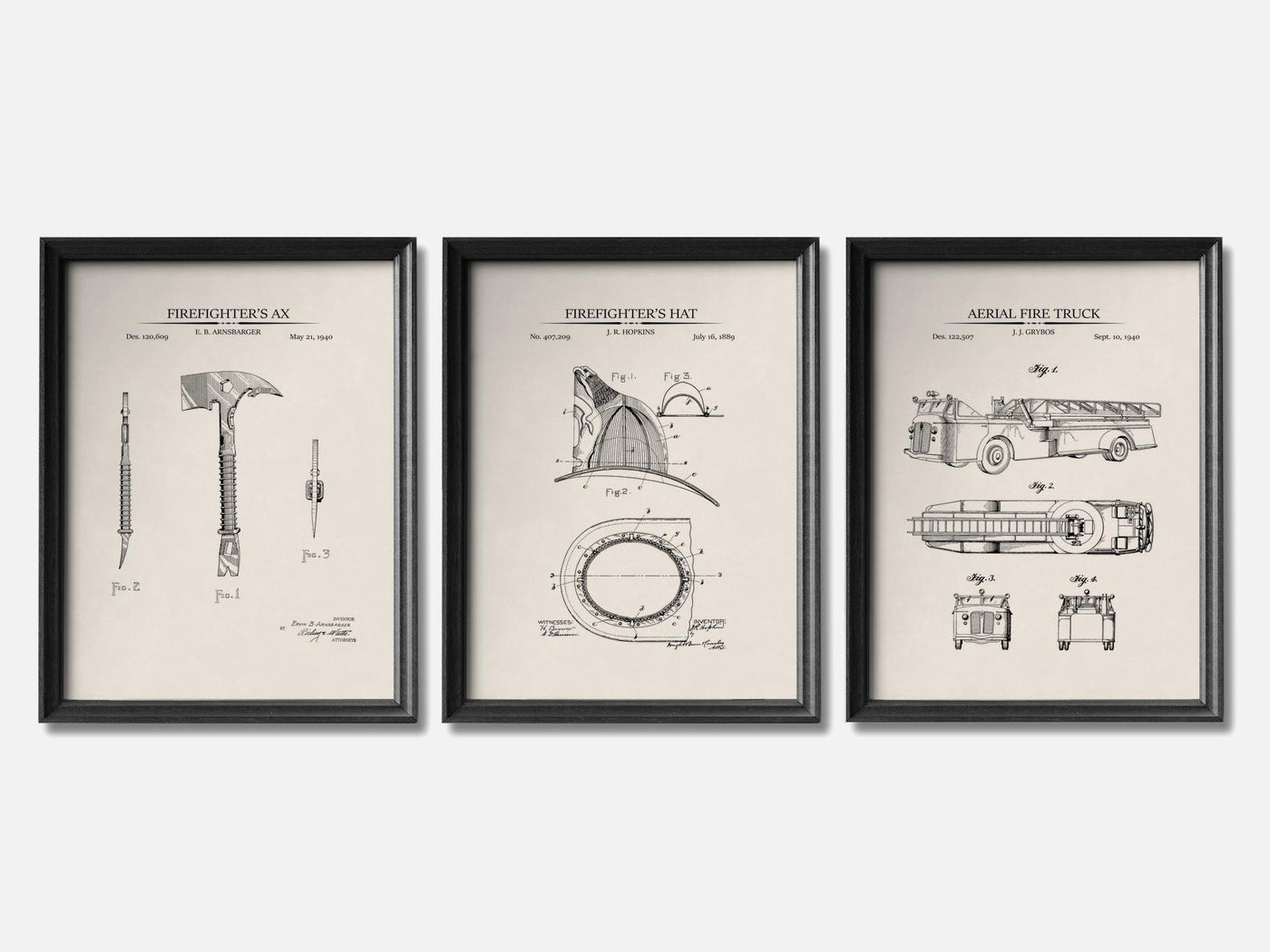 Firefighter Patent Print Set of 3 mockup - A_t10067-V1-PC_F+B-SS_3-PS_11x14-C_ivo variant
