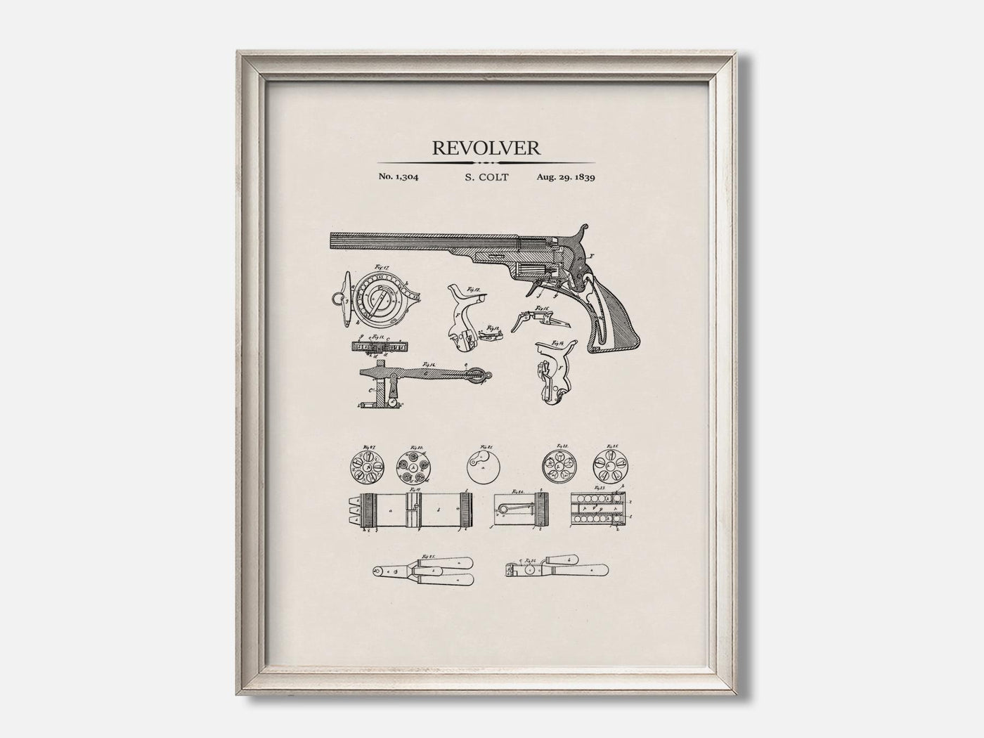 Colt Revolver Patent Print mockup - A_t10005.3-V1-PC_F+O-SS_1-PS_5x7-C_ivo variant