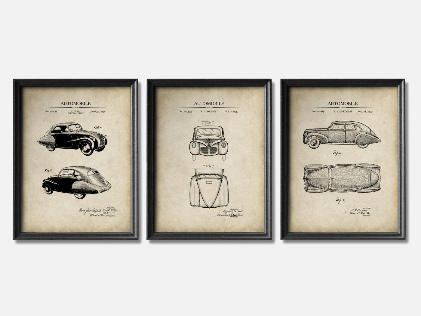 30s Cars Patent Print Set of 3 mockup - A_t10134-V1-PC_F+B-SS_3-PS_11x14-C_par variant