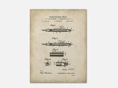 Fountain Pen Patent Print mockup - A_t10056.2-V1-PC_AP-SS_1-PS_5x7-C_par