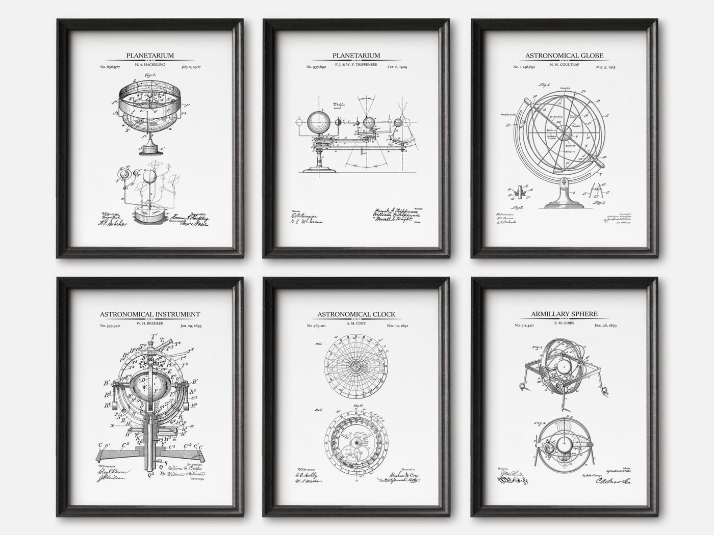 Astronomy Patent Print Set of 6 mockup - A_t10128-V1-PC_F+B-SS_6-PS_5x7-C_whi variant