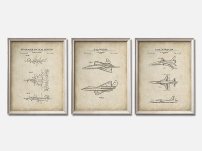 Fighter Jet Patent Print Set of 3 mockup - A_t10097-V1-PC_F+O-SS_3-PS_11x14-C_par variant