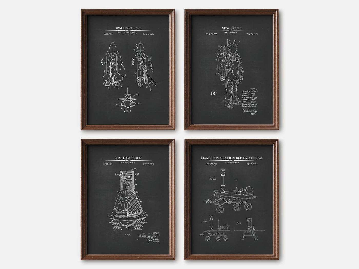Space Exploration Patent Print Set of 4 mockup - A_t10036-V1-PC_F+WA-SS_4-PS_5x7-C_cha variant