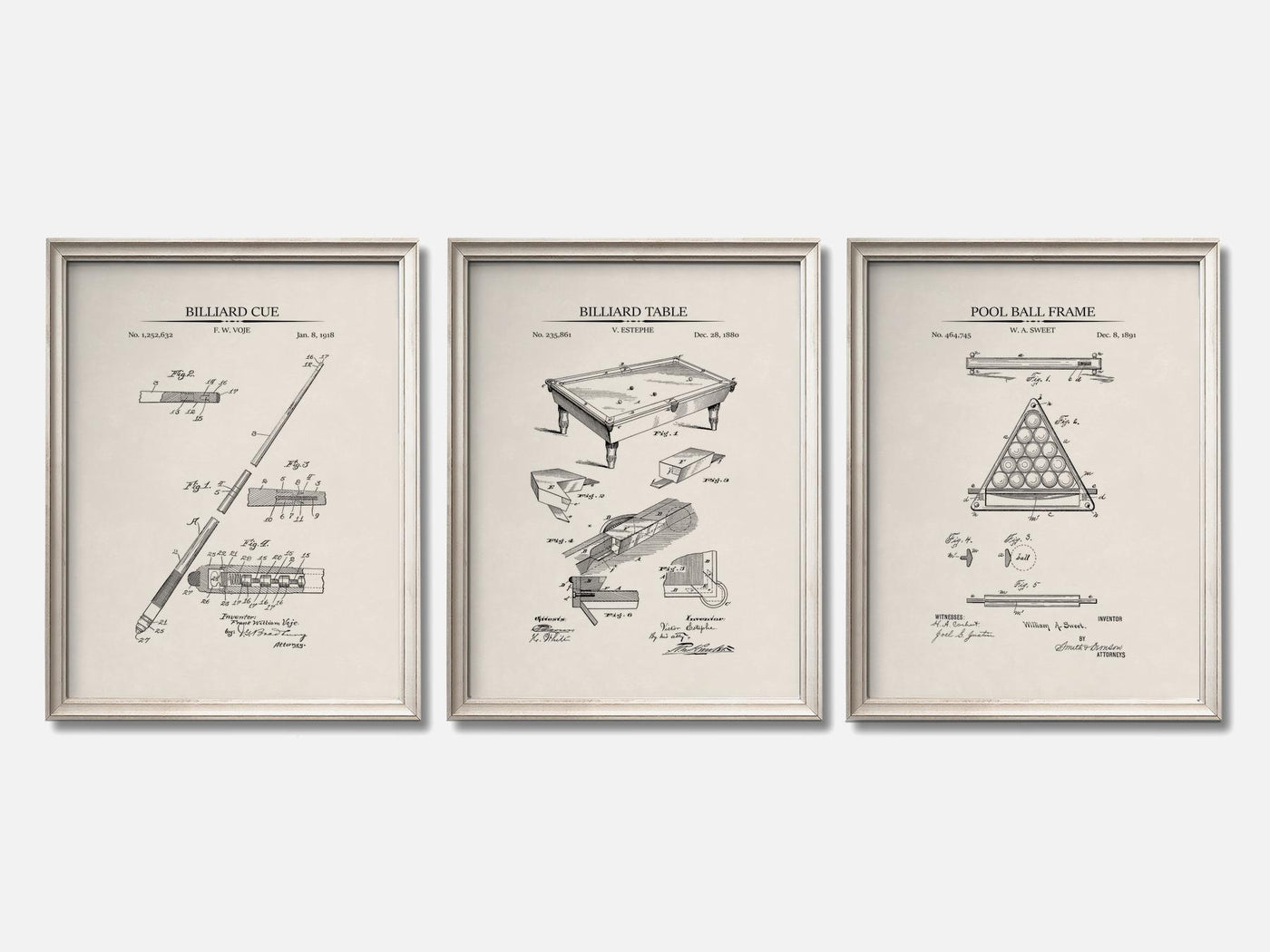 Billiards Patent Print Set of 3 mockup - A_t10015-V1-PC_F+O-SS_3-PS_11x14-C_ivo variant