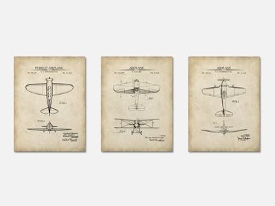 WW2 Planes - Patent Print Set of 3 mockup - A_t10118-V1-PC_AP-SS_3-PS_11x14-C_par