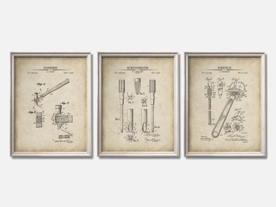 Vintage Tools Patent Print Set of 3 mockup - A_t10058-V1-PC_F+O-SS_3-PS_11x14-C_par variant