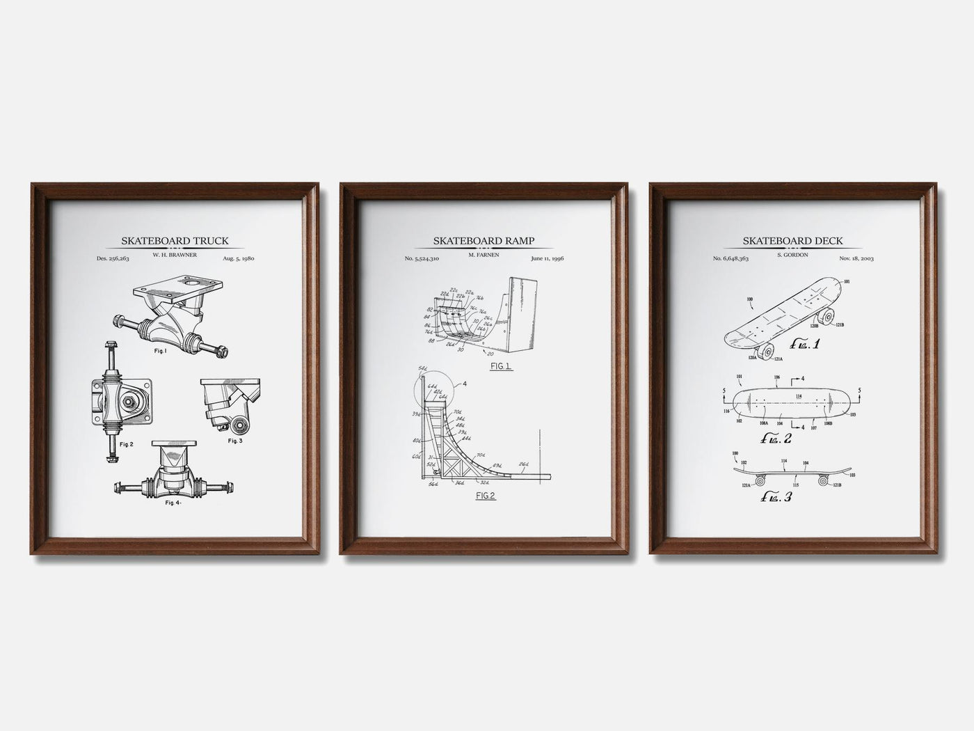 Skateboard Patent Print Set of 3 mockup - A_t10044-V1-PC_F+WA-SS_3-PS_11x14-C_whi variant